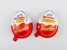 Two Kinder Joy/Merendero eggs